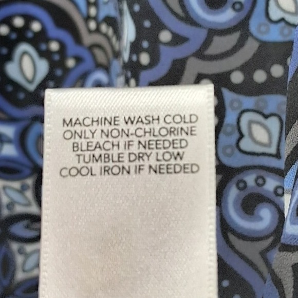 CJ Banks Sz 2X Blue Geometric Tunic Top Womens Button Down Long Sleeve Boho - Picture 8 of 11